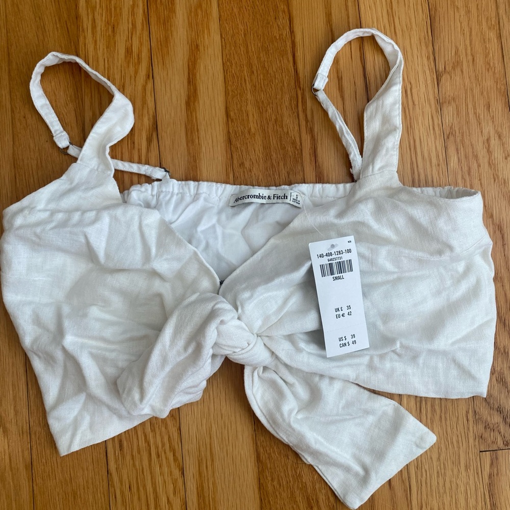 Abercrombie Tie Front Linen Top